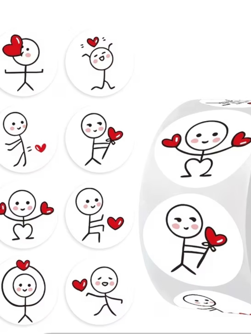 🆕 Stick Figure with Heart Stickers- Set of 50 stickers